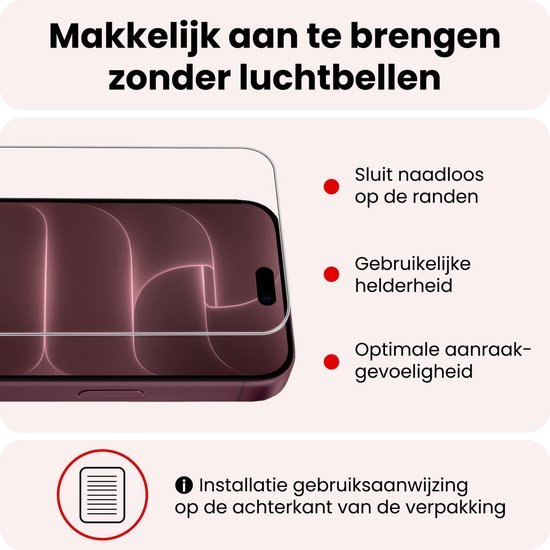 Paarse iPhone 18 Pro met screenprotector. Sluit naadloos op de randen, behoudt helderheid en gevoeligheid.