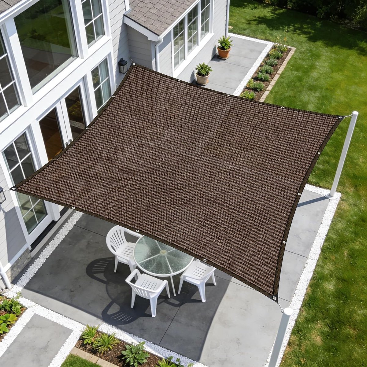 Schaduwnet, schaduwnet met ogen, 95% schaduwpercentage, uv-bestendig, voor plantenbescherming, broeikas, schuur of kennel, 2 x 3 m, bruin