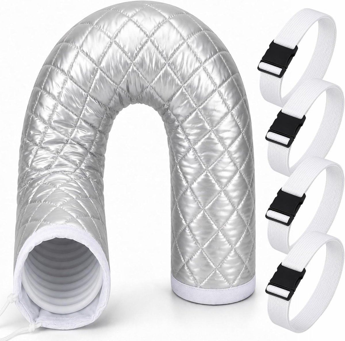 150 x 50 cm slangafdekking voor draagbare airconditioners, met trekkoord en 4 verstelbare bevestigingsriemen, airconditioningsslang, afdekking, isolatie, beschermhoes