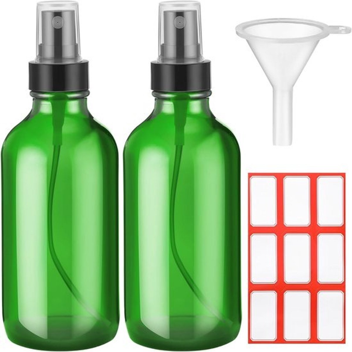 2x Groene Glazen Spuitflessen 120ml - Fijne Nevel Vernevelaar Navulbaar voor Haar, Planten & Reis