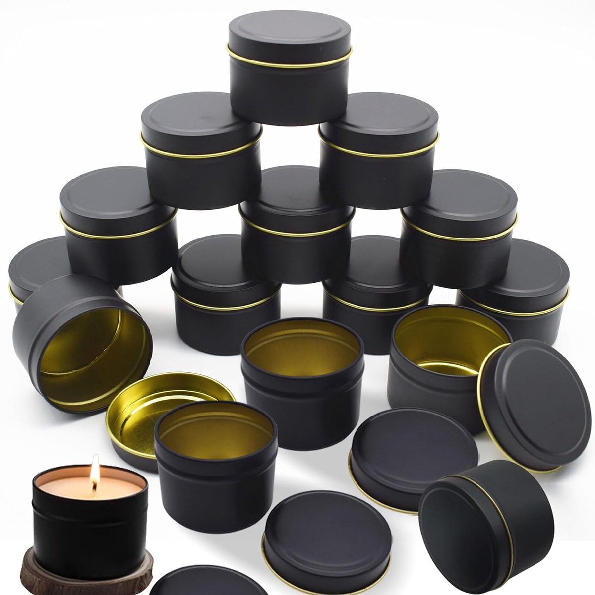 16 stuks kaarsenblikjes: kaarsenhouder 500 ml mini-kaarsenblikje, kaarsglazen ronde kaarsenhouders voor het zelf maken van kaarsen, metalen blikjes voor kaarsen, doe-het-zelf kaarsen maken accessoires