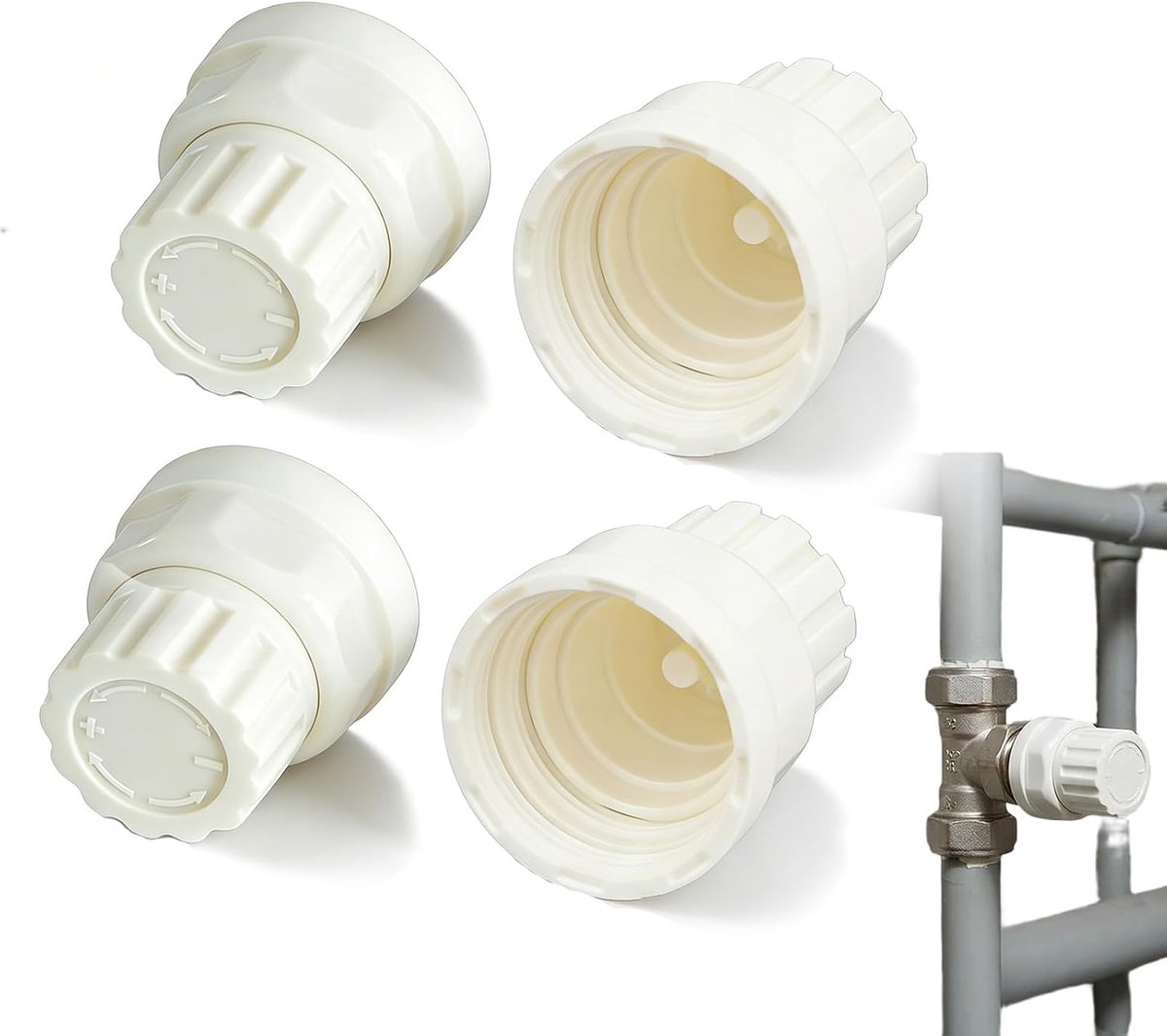 4 stuks, wit, van kunststof, in elkaar grijpend, accessoires compatibel voor manometer-crank voor vloerverwarming (standaardlengte)