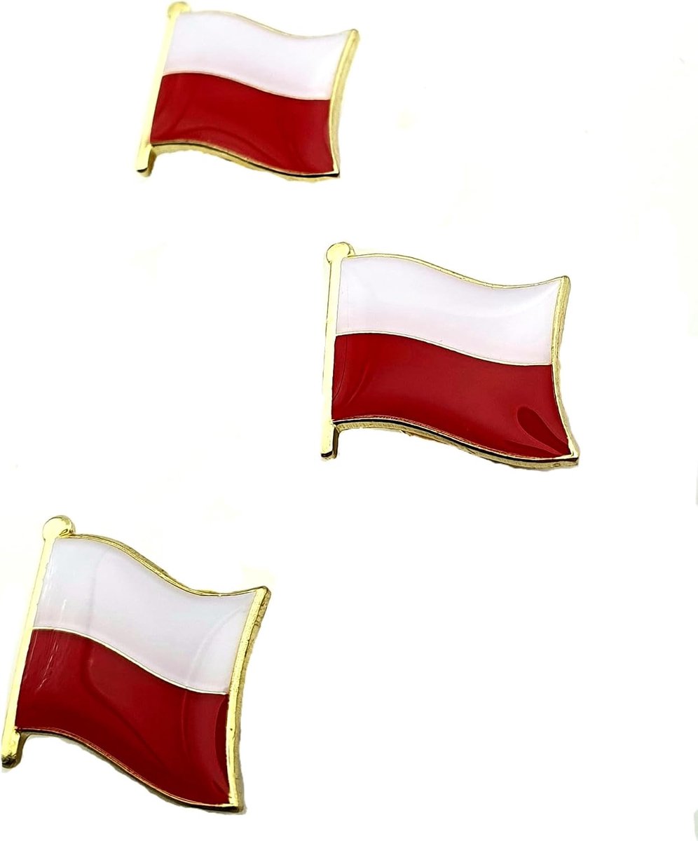 Poolse Polska EU Europa Metalen emaille land vlag pin badge Pack van 3, Eén maat, Metaal