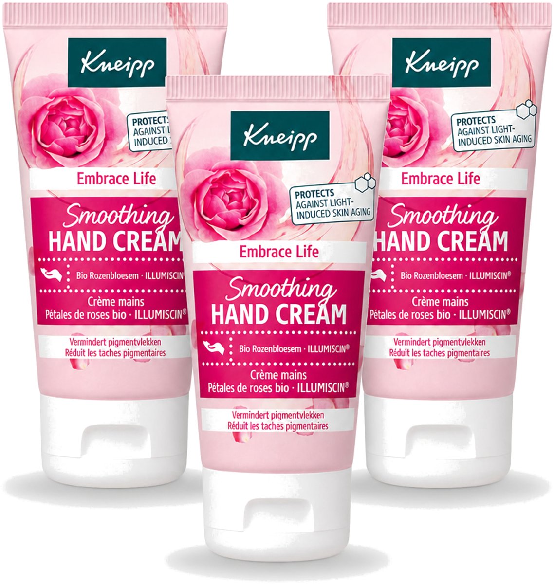 3 x Kneipp - Handcrème - Embrace Life - Anti‑Aging (ILLUMISCIN) - 50 ml - Voordeelverpakking - 3 stuks