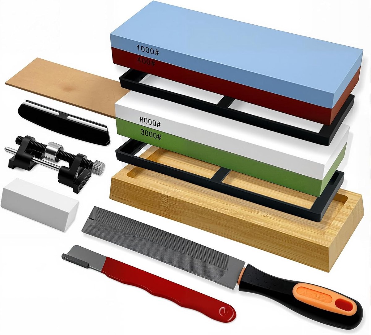 Set van 10 slijpstenen voor messen en gereedschap - 400/1000 en 3000/8000 korrel voor optimale scherpte