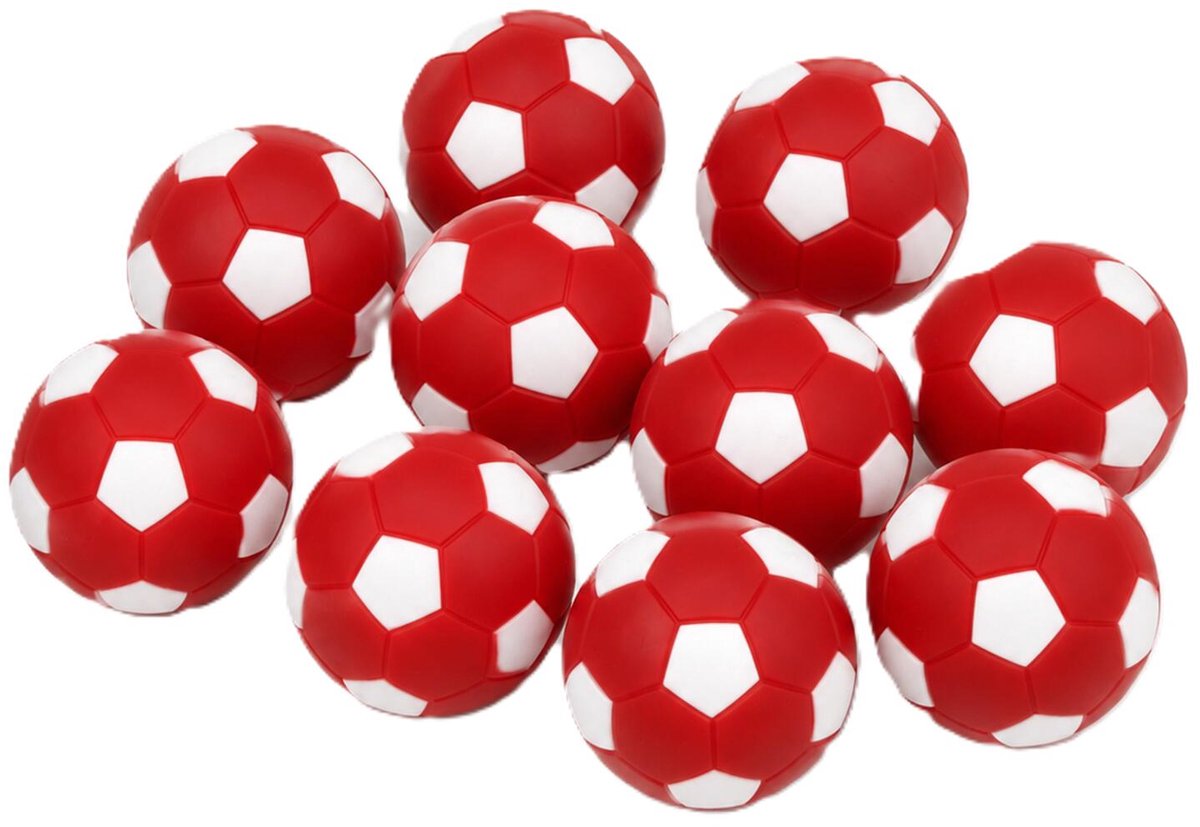 Bellatio Decorations Tafelvoetbal balletjes - 10x stuks - rood - D32 mm - mini voetballetjes - reserve ballen