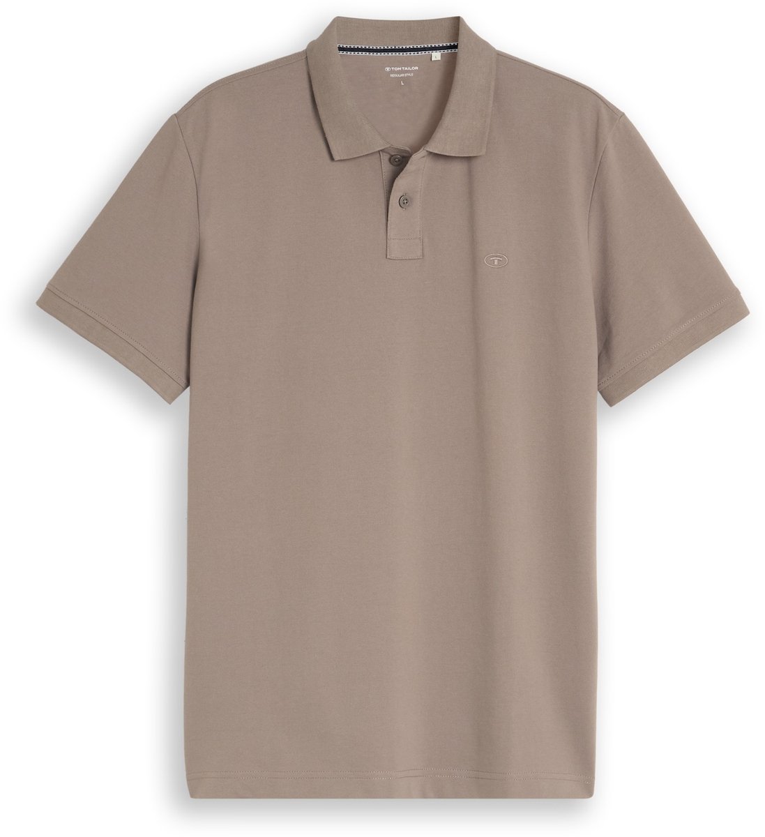 Tom Tailor - Piqué-poloshirt met geborduurd logo - Maat XXL - Driftwood Taupe
