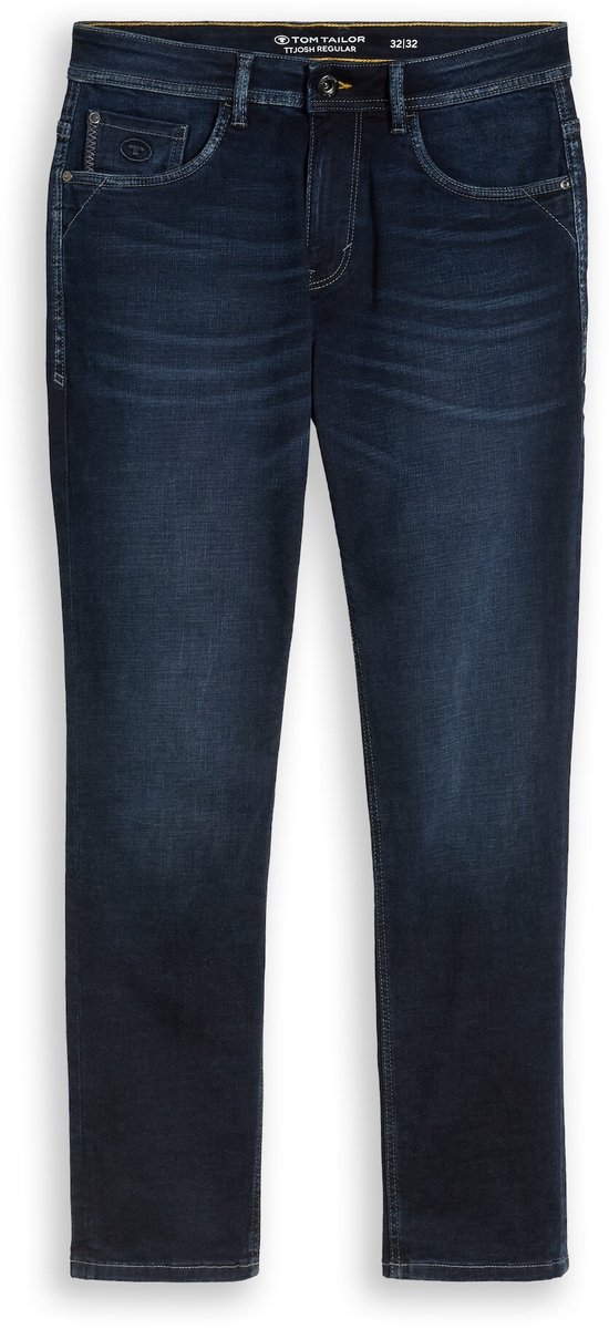 Tom Tailor - TTJOSH REGULAR SLIM-jeans met stretch - Maat 40/32 - used dark blue black denim