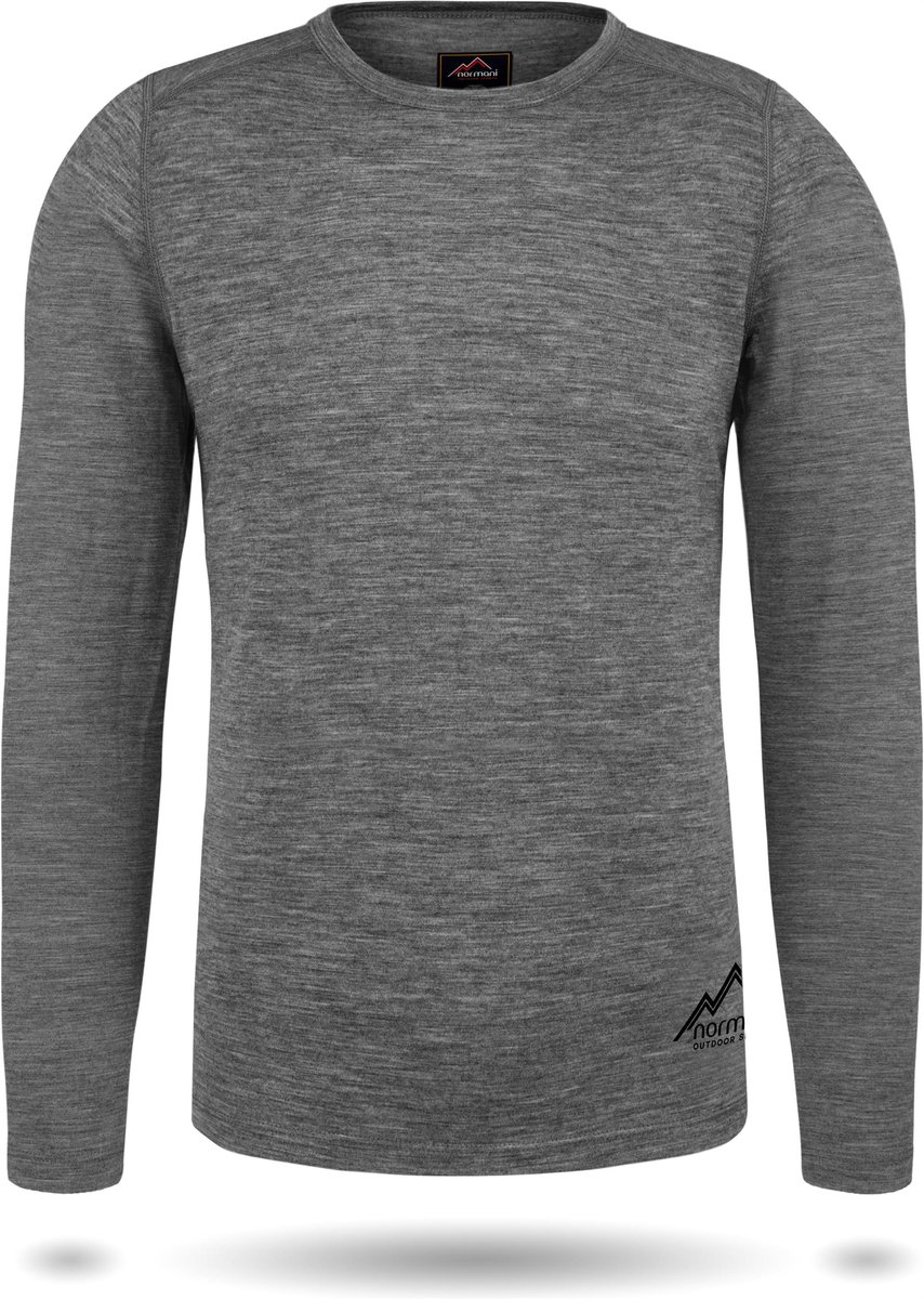 Heren-shirt met lange mouwen van merinowol „Melbourne“ Grijs
