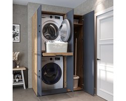Roomart DORA-I Wasmachine Ombouwkast 115x186 cm - Antraciet Eiken