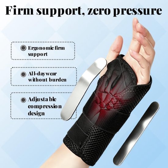 Ademend Polsbandage met Dubbele Straps - Verstelbare Polsondersteuning voor Sport, Carpaal Tunnel en Artritis voor Dames en Heren — afbeelding 4