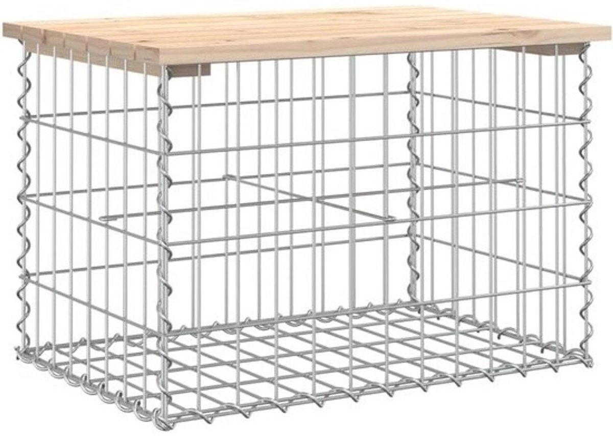 Tuinbank Gabion Design 63x44x42cm Massief Hout voor Buiten - Picknickbank