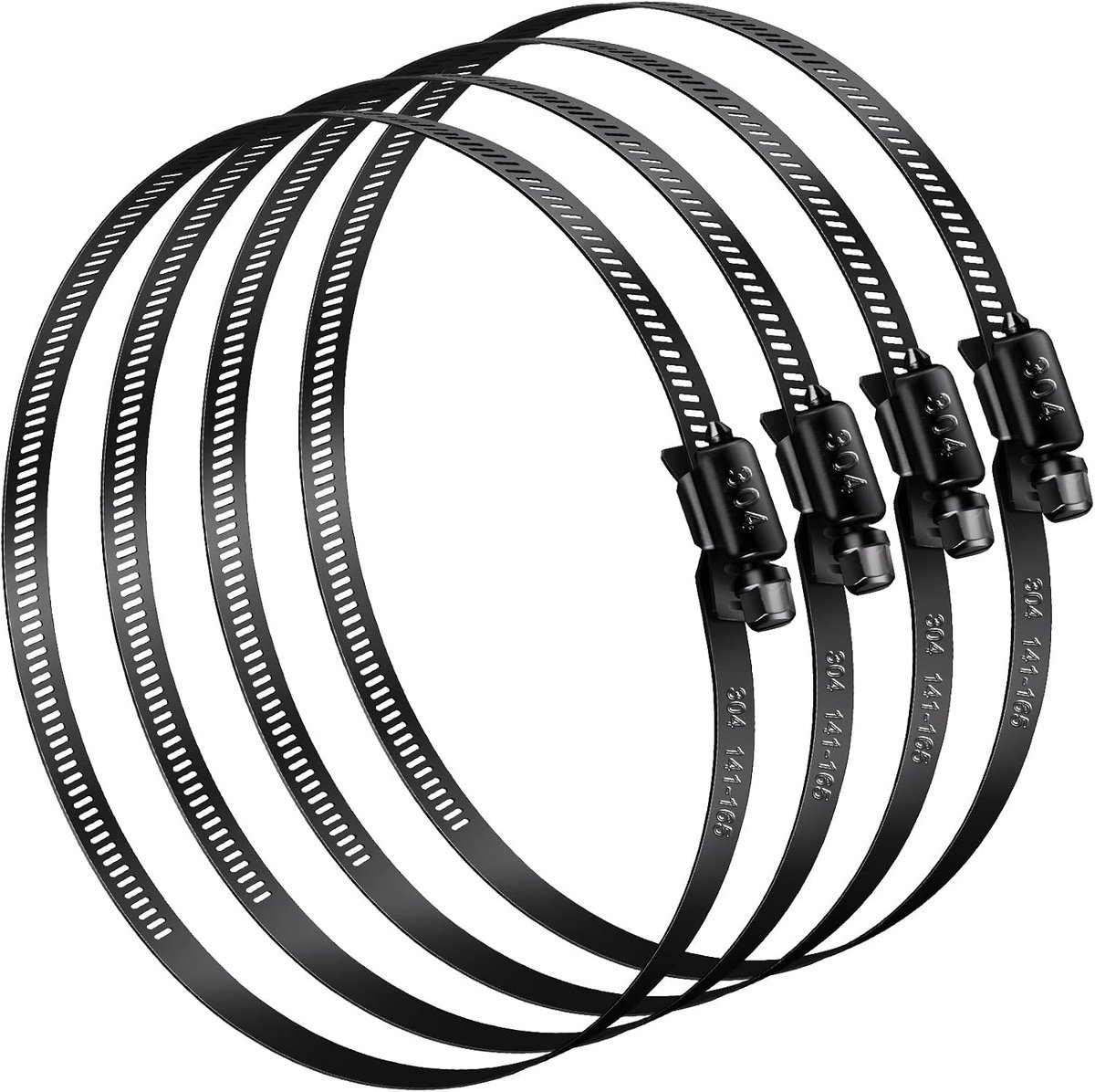 Slangklemmen 141-165 mm - zwart - 4 stuks - sterke spanning voor betrouwbare bevestiging - ShopVlot