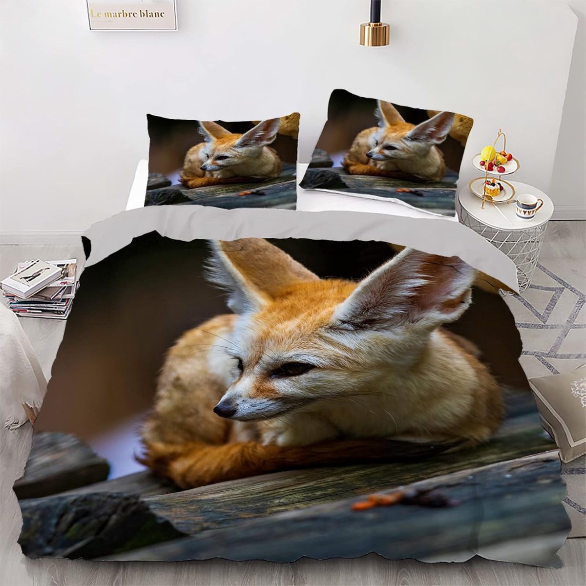 dekbedovertrek set geel vos zacht en gezellig eenpersoonsbeddengoed superfijne vezel veilig comfort anti-allergie gemakkelijk te onderhouden single (135 x 200 cm) + 1 kussensloop (50 cm x 75 cm)
