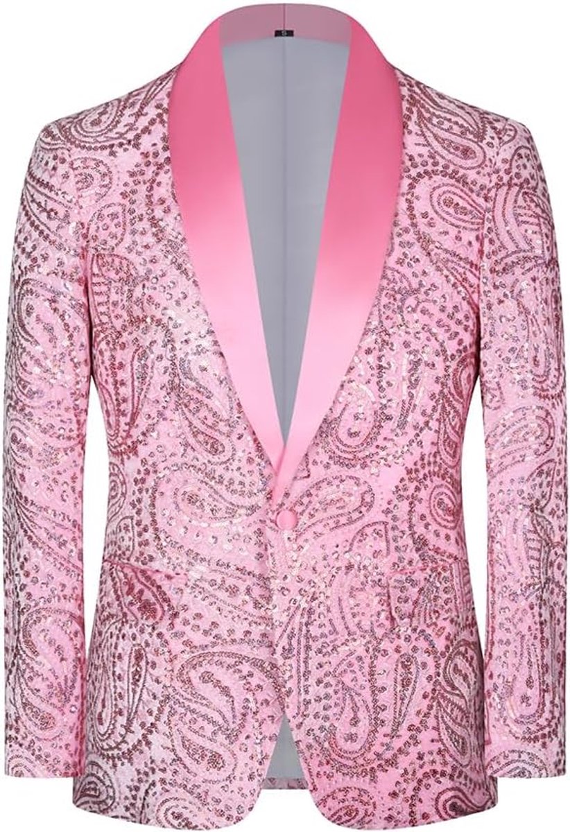 Herenjack met glanzende pailletten, klassiek gebloemd pak, mode, geschikt voor feesten, bruiloften, banketten, eindejaarsbals