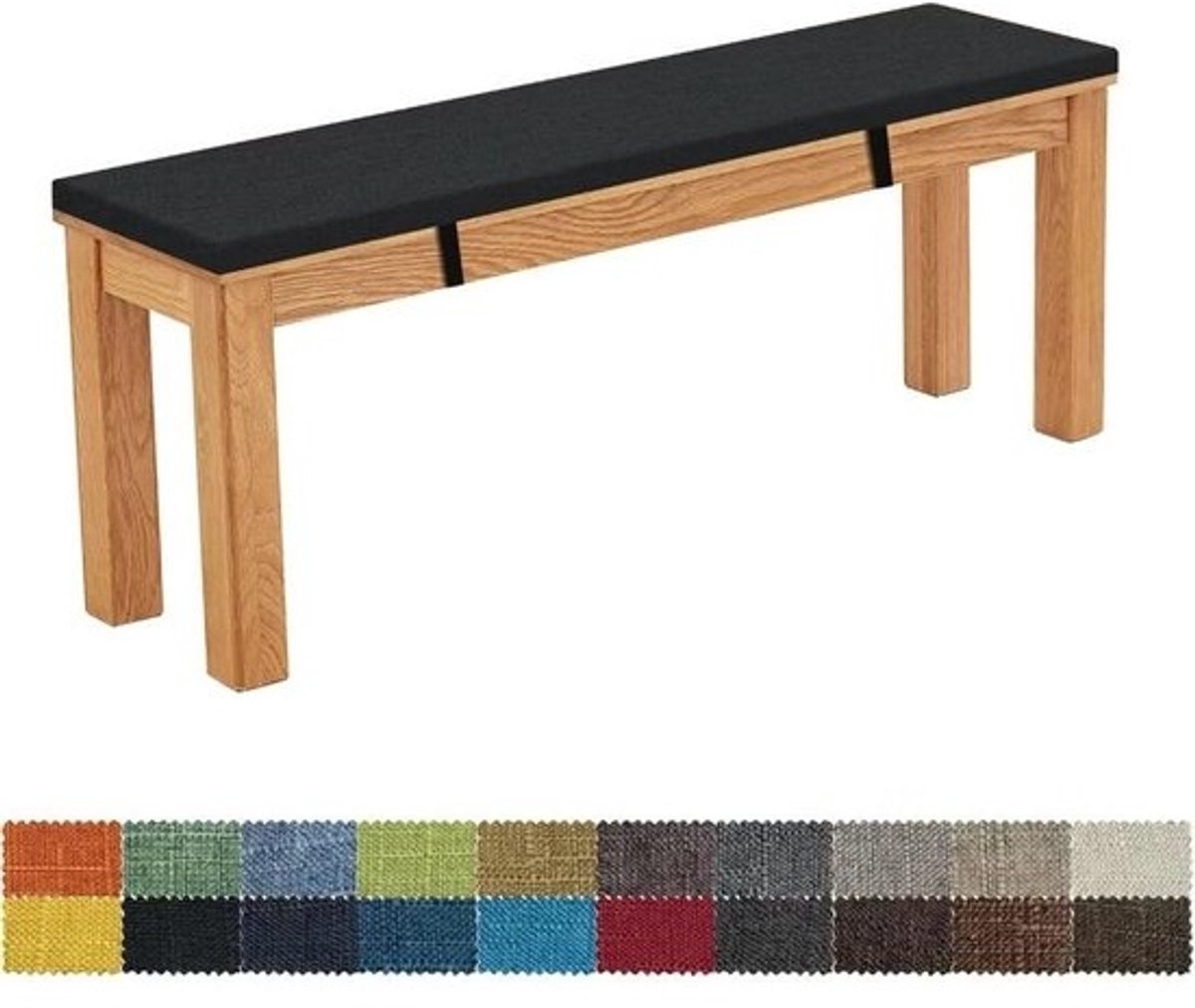 Zitkussen 170 x 30 x 5 cm afneembaar wasbaar dubbel antislip zeer elastisch - geschikt voor tuinbanken schommels - zwart
