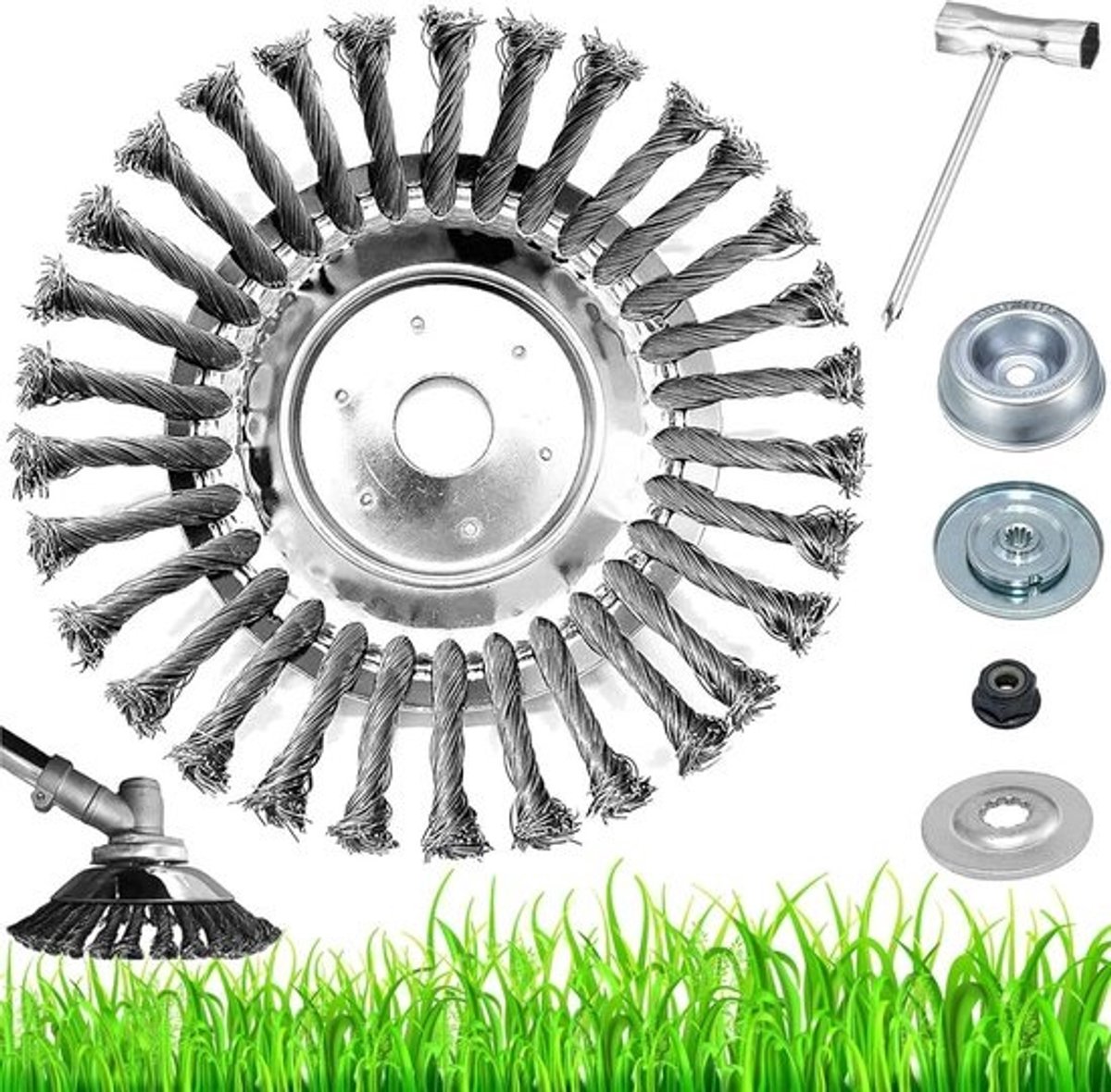 Professionele stalen onkruidborstel 15 cm voor bosmaaier - onkruidtrimmer - voegenborstel - kegelborstel - tuinonderhoud