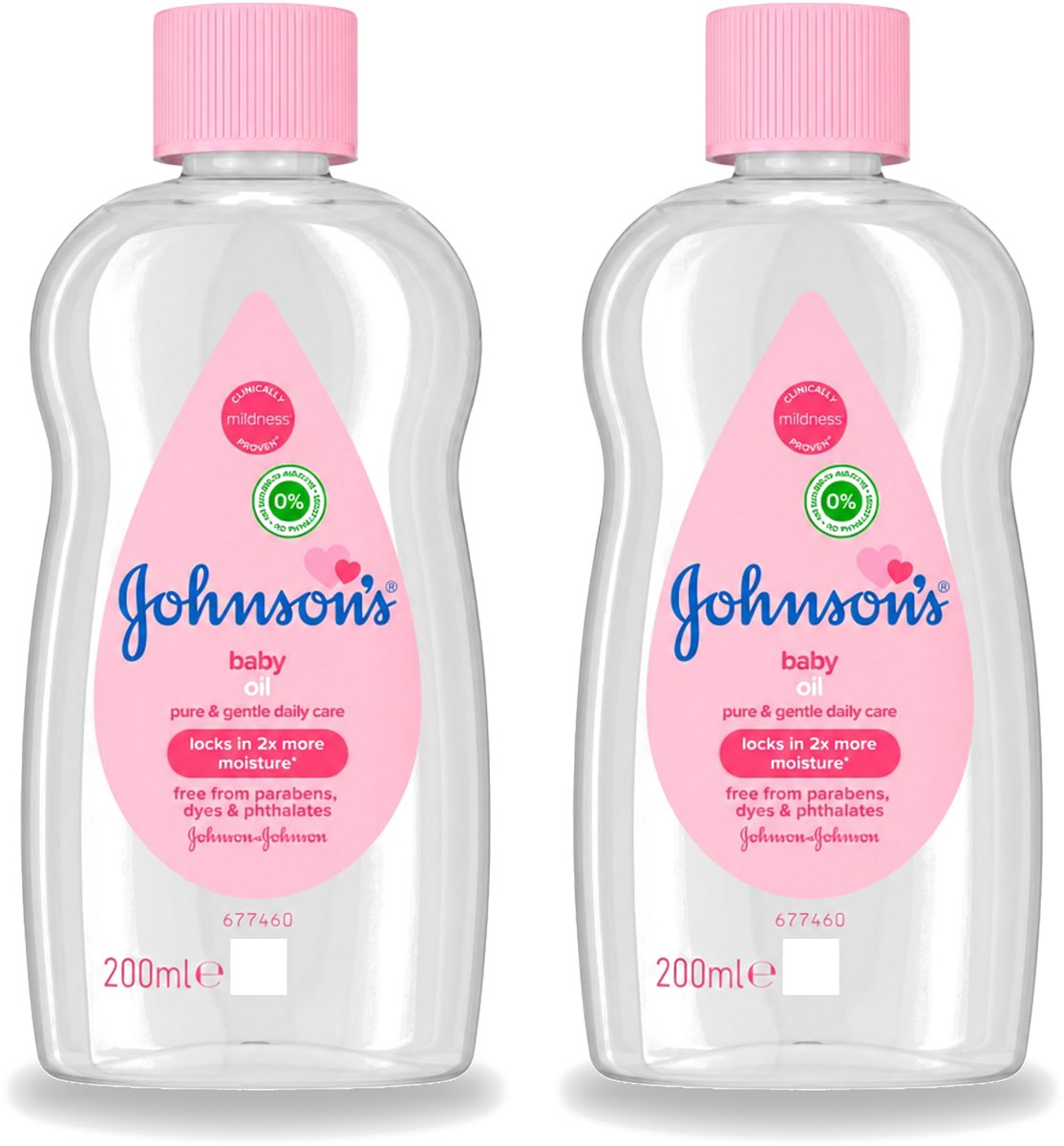 2 x Johnson's - Baby Olie - Puur & Zacht - 200 ml - Voordeelverpakking - 2 stuks