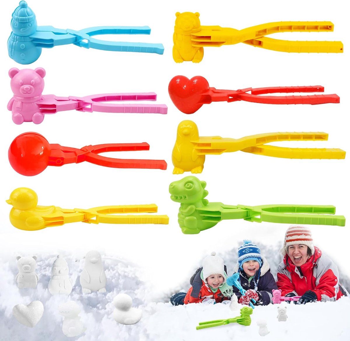 8 stuks sneeuwbalvormers, sneeuwbaltang, sneeuwspeelgoed voor kinderen, sneeuwballenijzer, wintersneeuwballenmaker, sneeuw, zand, speelgoed, winter, outdoor, speelgoed voor kinderen, sneeuwbalgevecht