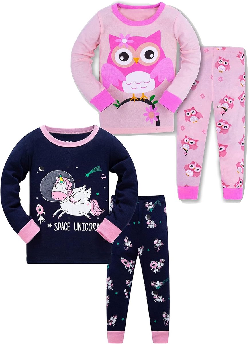 set pyjama 100% katoen PJs lange mouwen korte mouwen nachtkleding 2-12 jaar