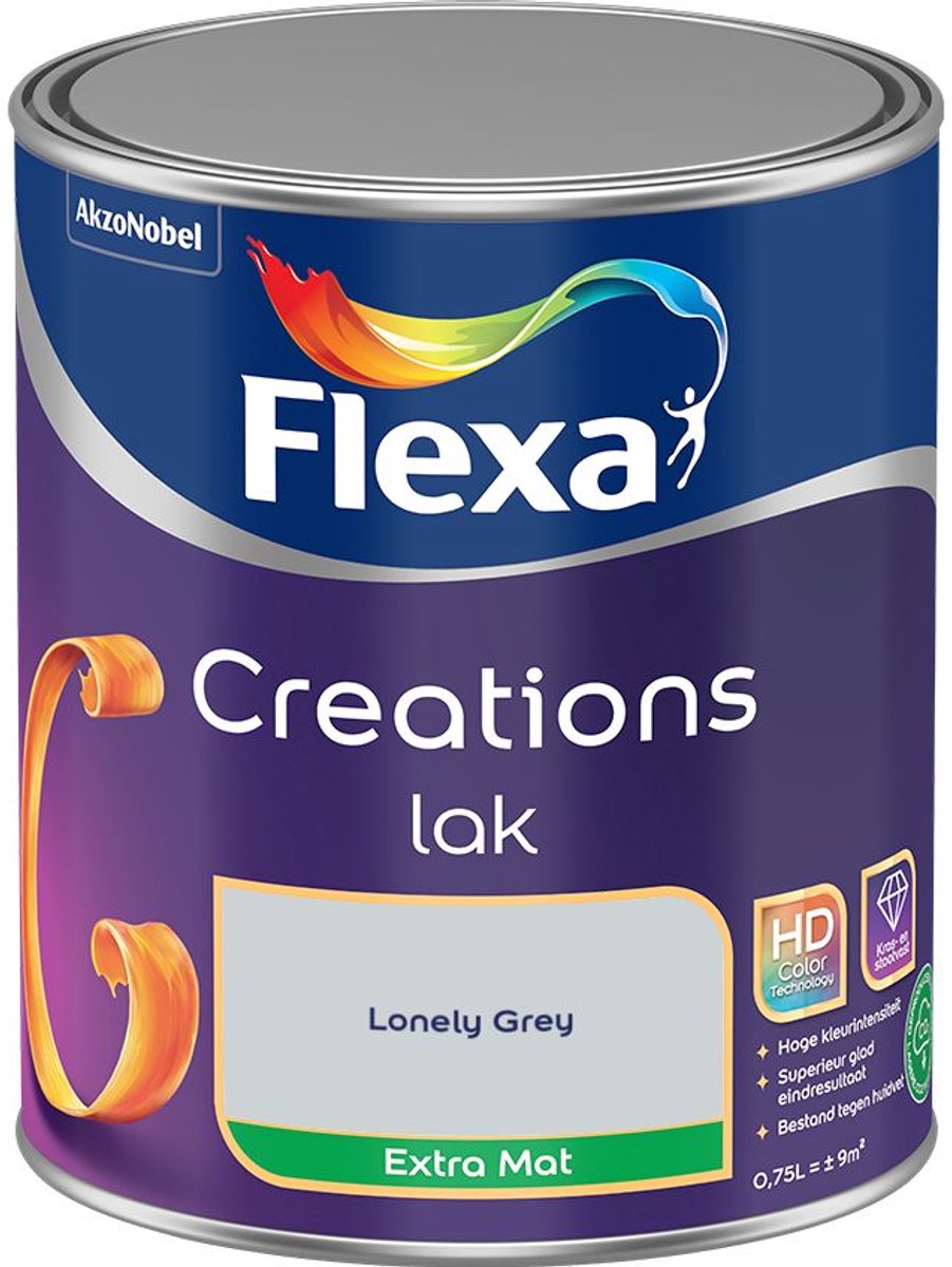 Flexa - Creations Lak Extra Mat - Lonely Grey - 750 Ml - Kleur Van Het Jaar 2027