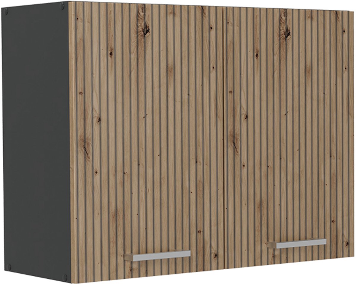 Vicco Glazen keukenkast R-Line, Artisanaal eiken/Antraciet, 80 cm