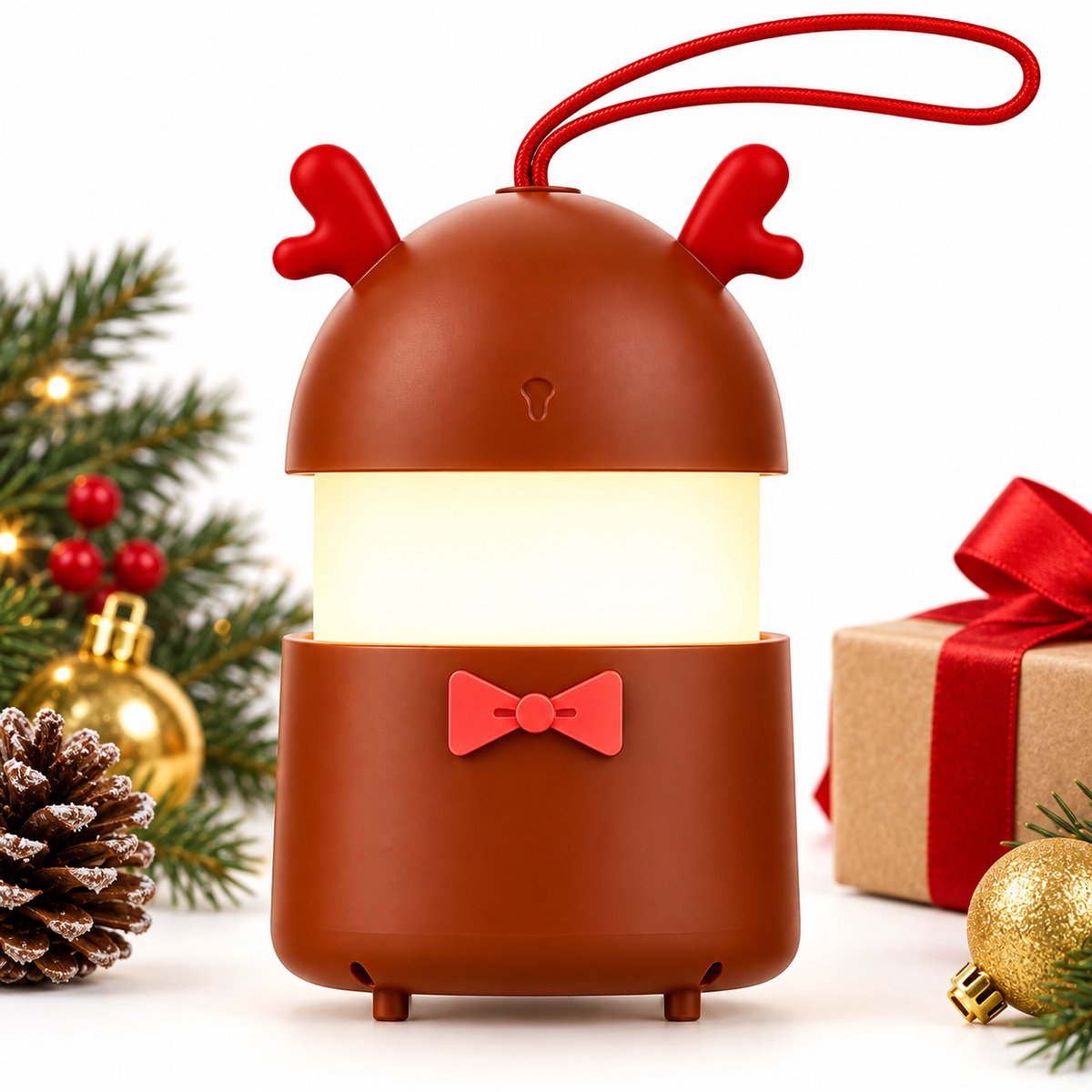 Kerst nachtlamp - Oplaadbare LED hanglamp met muziek - Kerstman, rendier en sneeuwpopmotief - Draagbare kerstdecoratie voor kinderen, feest en interieur - Kerstmis