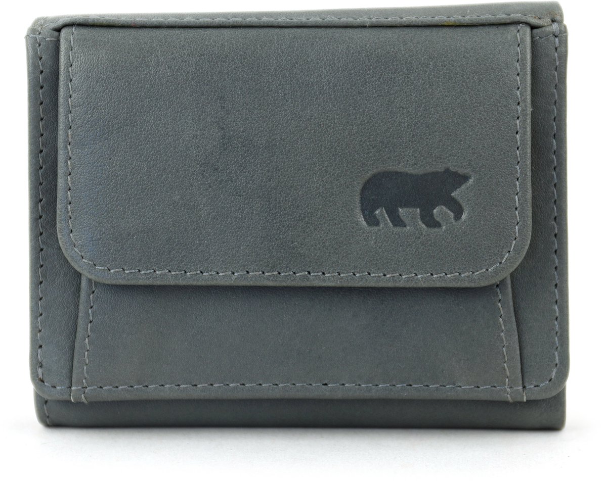 Bear Design Nana Leren Overslagportemonnee - Charcoal