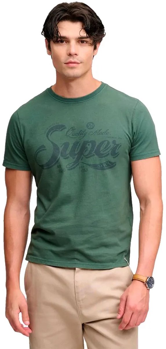 Superdry Vintage Workwear Print T-shirt Heren T-shirts Groen