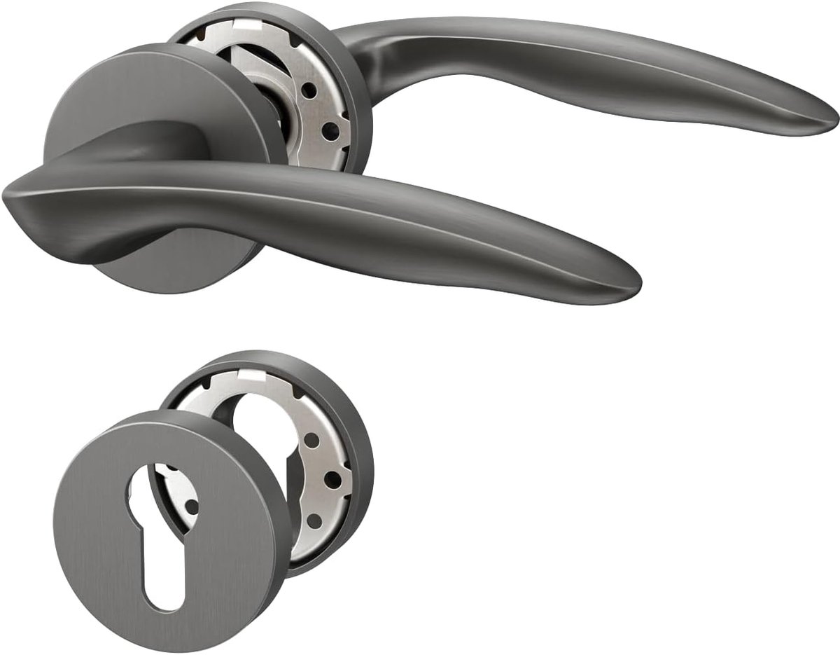 Deurbeslag binnen grijs met ronde rozet BB deurkruk set met kaartsleutel modern design voor kamerdeuren binnendeuren UK0099