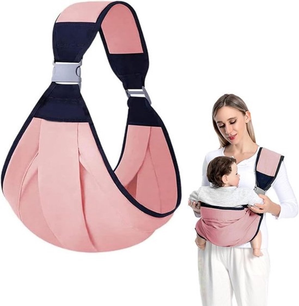 Babydrager Draagdoek - Verstelbaar Baby - Handen Vrij - Ademend Katoen - 0-36 Maanden - Roze