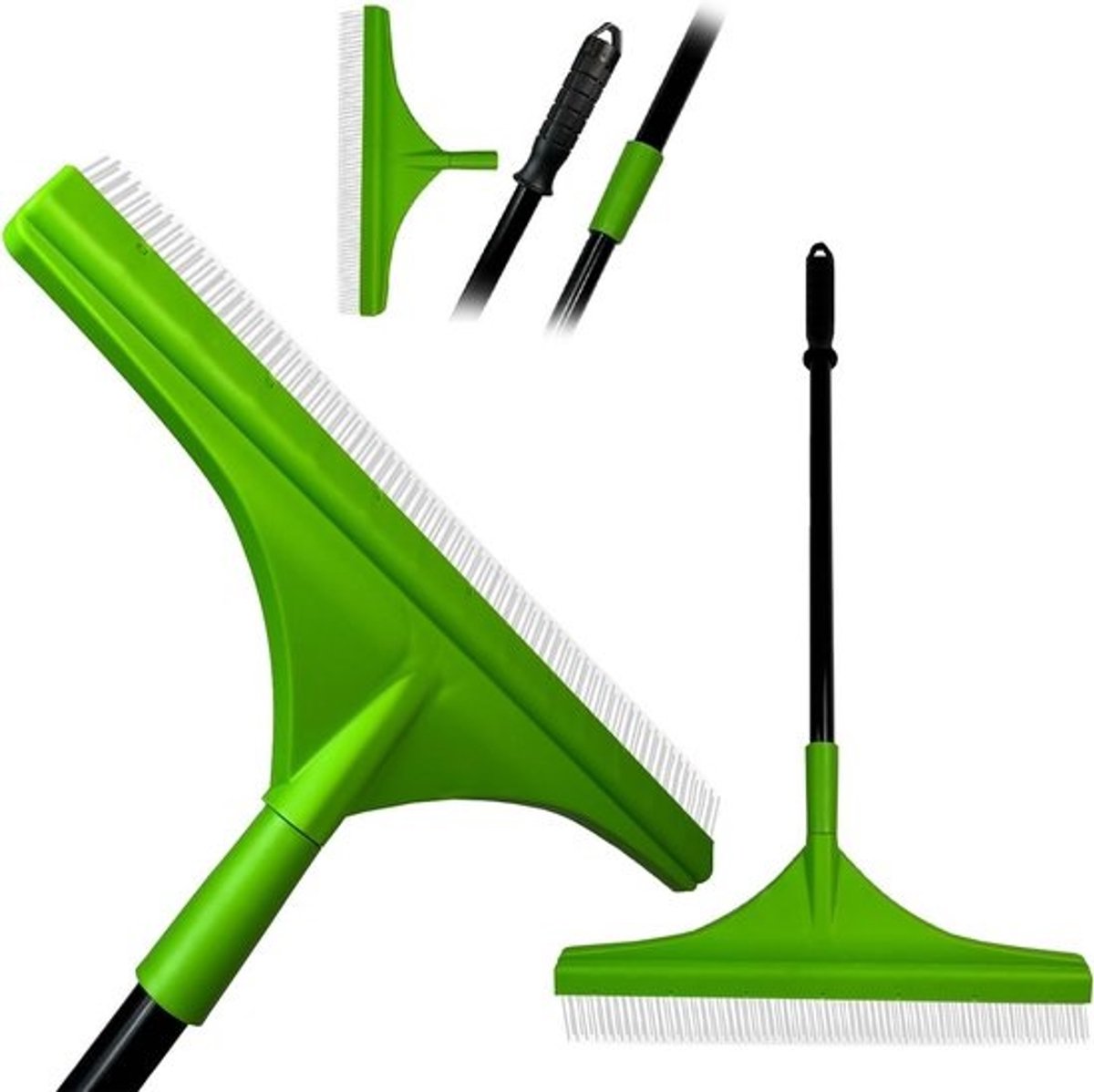 Kunstgrasborstel - Gazonhark - Kunstgras Onderhoud - Verstelbare Telescoopstang - 45 cm Breed - Grijs