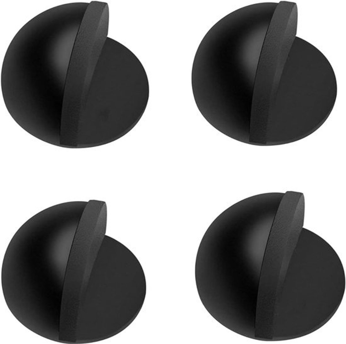 Deurstopper vloerdeuren roestvrij staal 4 stuks - zelfklevend - wandbescherming - zwart