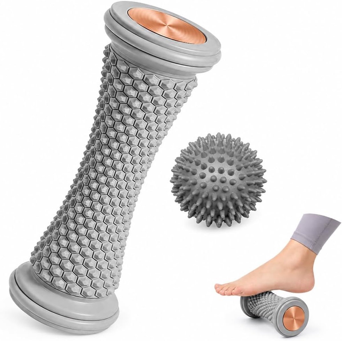 Voetmassageroller voor de voetboog, 2 stuks, draagbare rol voor voeten, massage van diepe weefsels, massagebal, voor plantaire fasciitis, herstel en gespannen spieren knopen