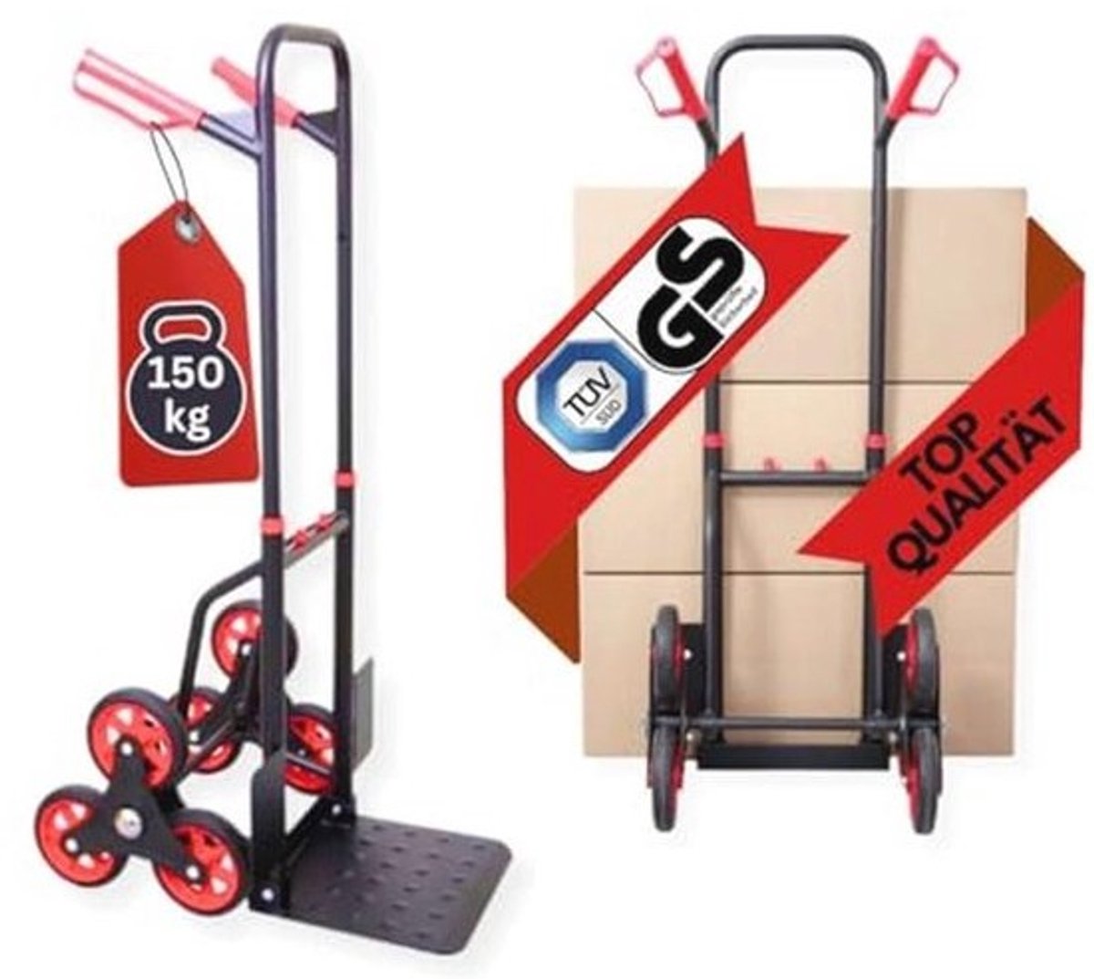 Professionele Inklapbare Trapklimmer 150 kg - TÜV-gecertificeerd, Lekvrij, Massief Rubber, Steekwagen, Transportwagen
