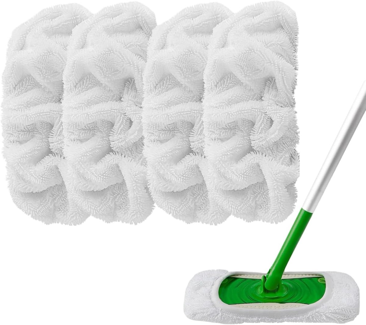 Microvezel dweilpads 4 stuks, compatibel met Swiffer Sweeper Wasbare, natte pad navulling voor nat en droog, vloerreiniging dweilkop pads navulling voor huishoudelijke reiniging
