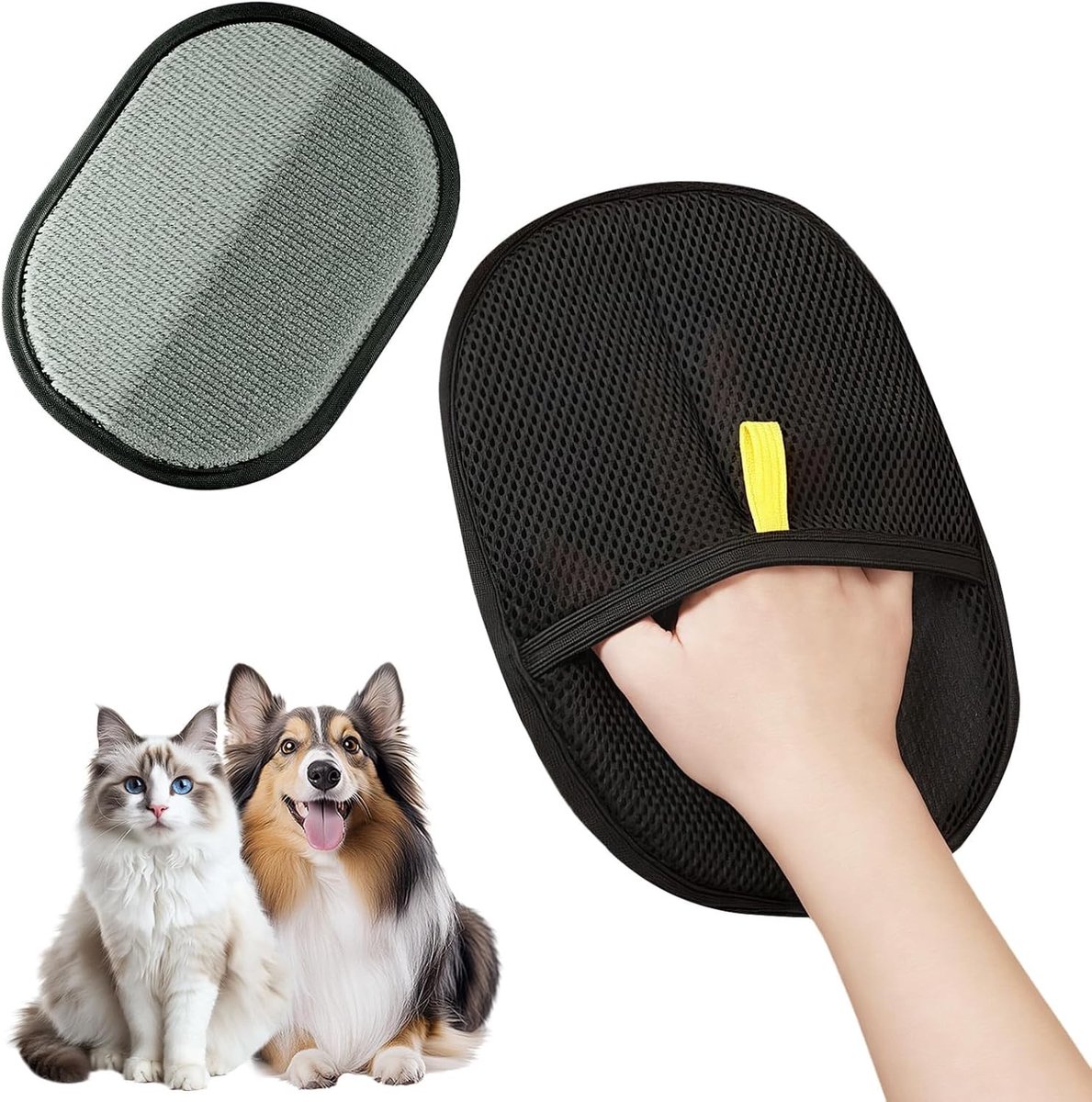 Herbruikbare en Wasbare Handschoenen voor het Verwijderen van Dierenharen, Dubbelzijdige Grooming Handschoenen voor Honden en Katten, Ideaal voor Tapijt en Meubels