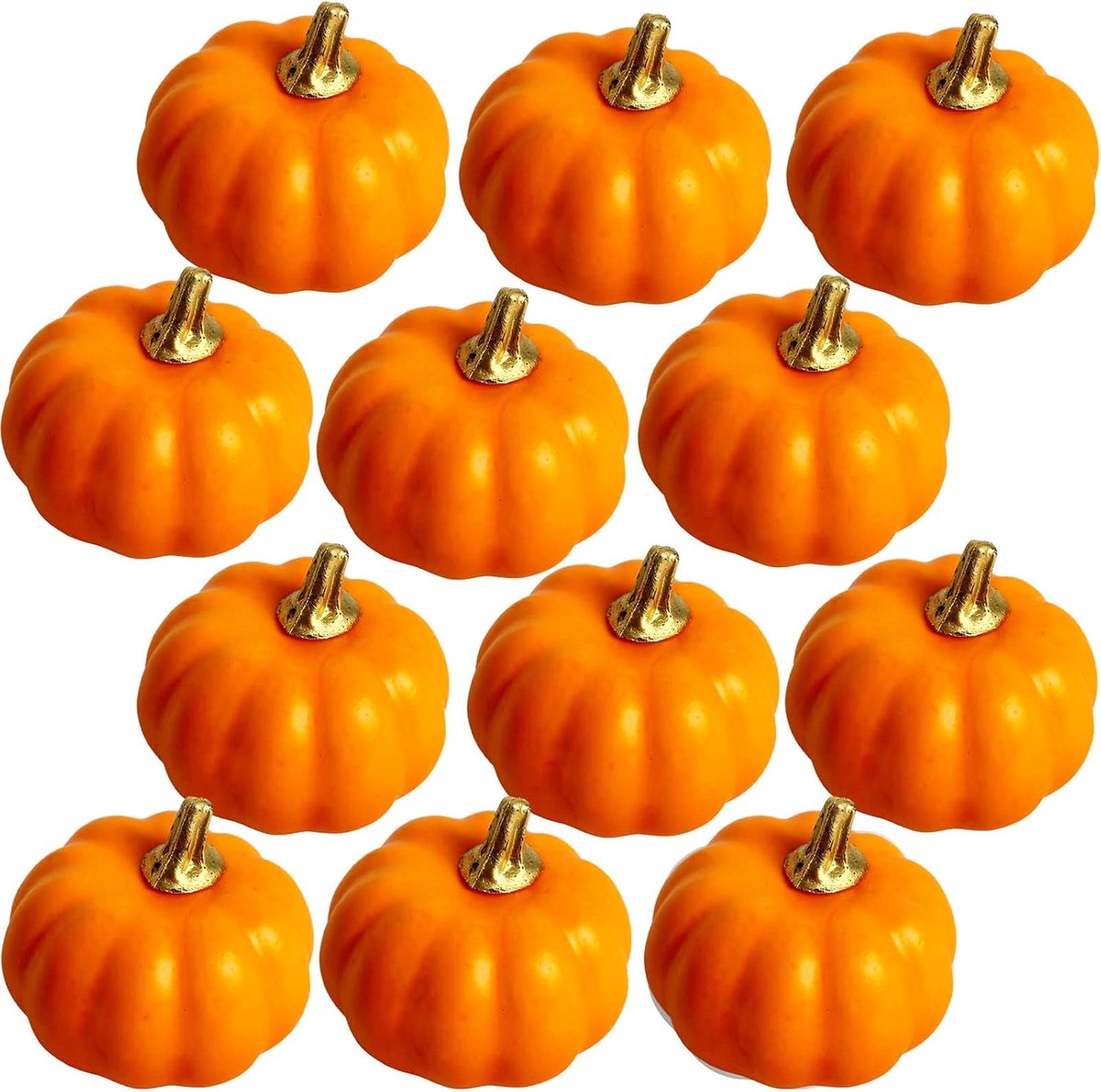 12 stuks oranje kunstmatige pompoen bulk herfst decoratie set voor Halloween en Thanksgiving