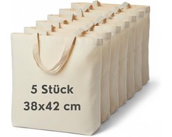Pillow Katoenen tas 38 x 42 cm, draagtas van 100% katoen, 144 g/m², hengsels ca. 70 cm, blanco draagtas voor doe-het-zelf - praktisch voor dagelijks gebruik, universiteit en kantoor - Oeko-Tex