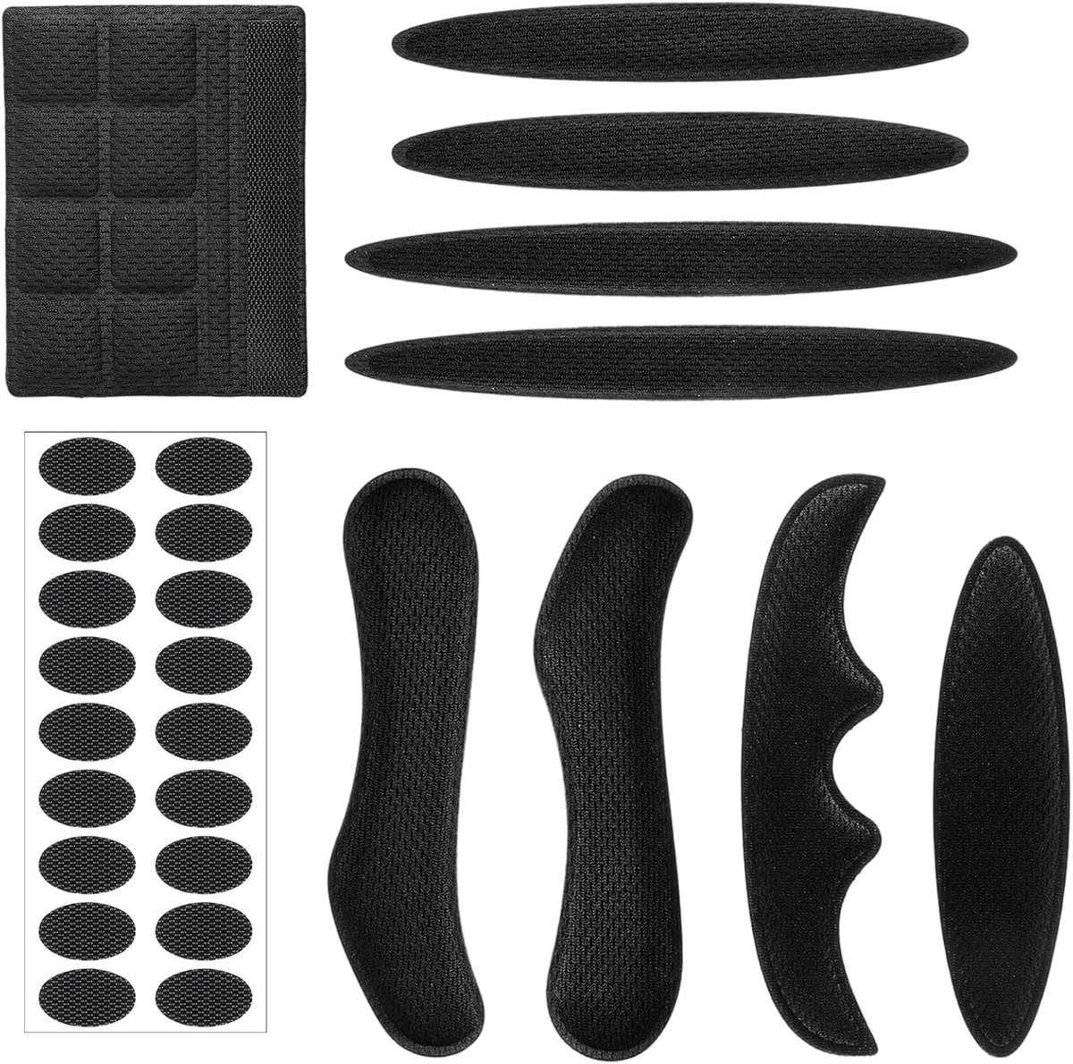 Universele fietshelm binnenvulling met klittenband, EVA-schuim kussenset voor helm, zwart, 20 x 14 x 1,8 cm