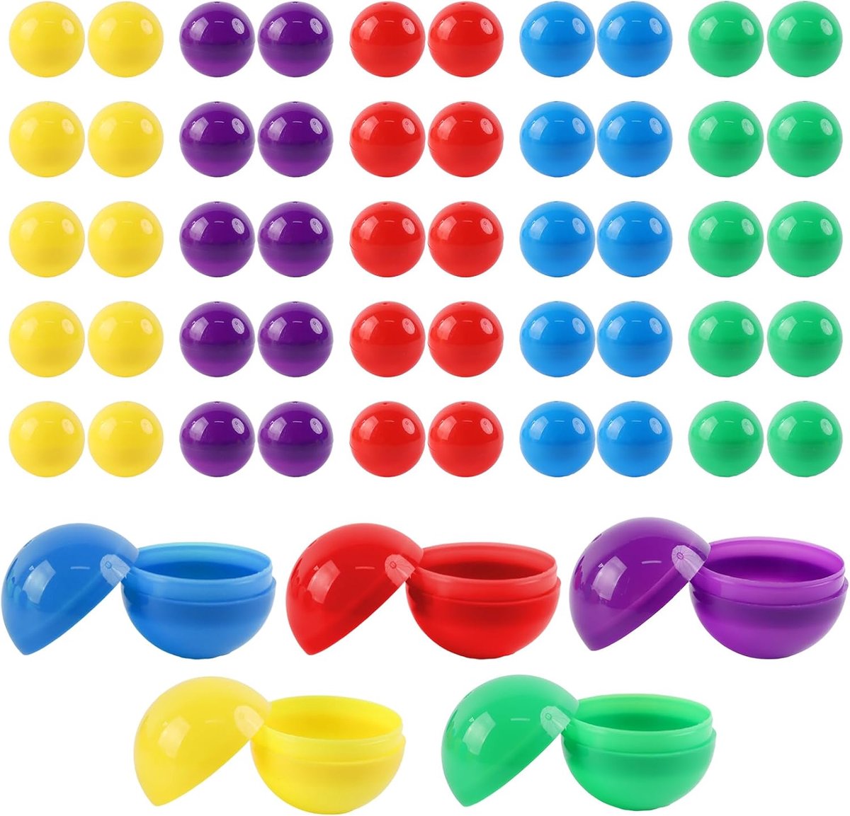 5 cm loterijballen, 50 kleurrijke kunststof ballen, 5 stuks