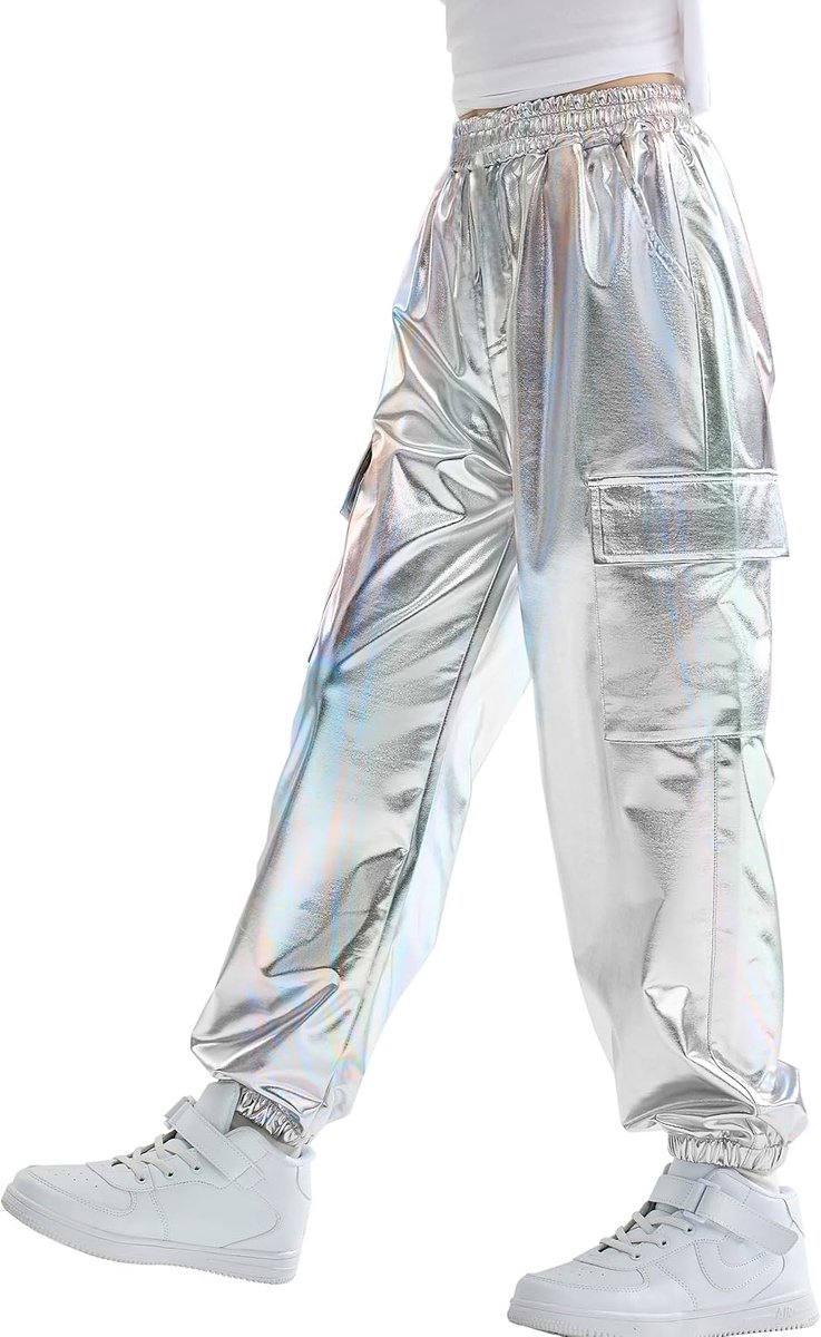 Hiphopbroek voor meisjes, cargobroek met stretch voor jongens, joggers, streetwear en dans