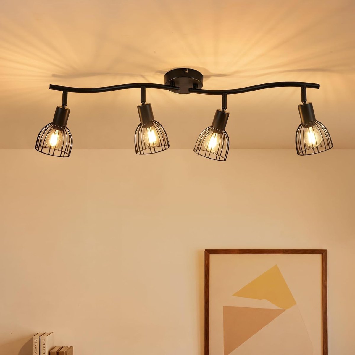 LED plafondspot 4 vlammen zwart, spots plafondlamp E14