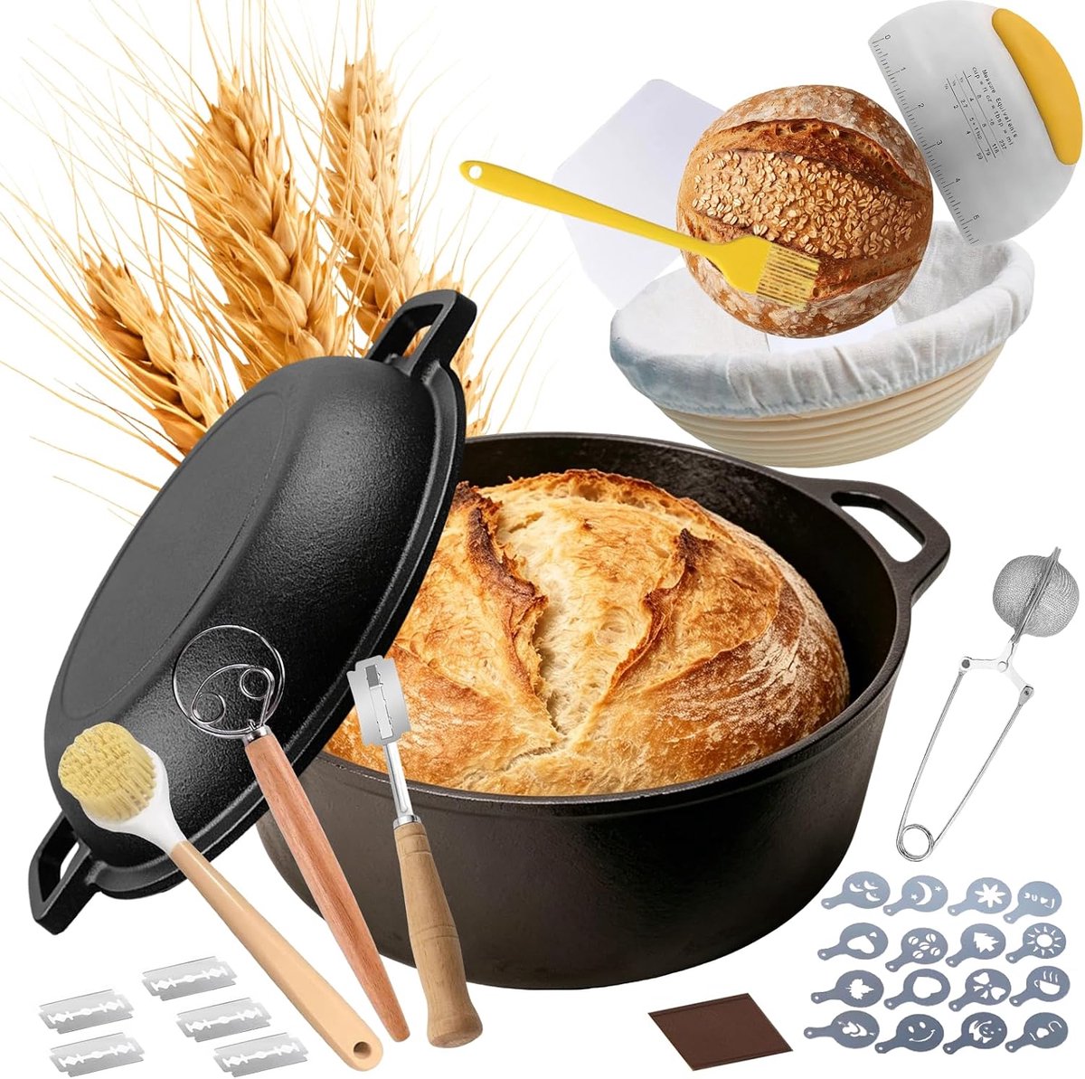 Pan brood bakken 26 cm, rijsmand brood set voor geslaagd brood