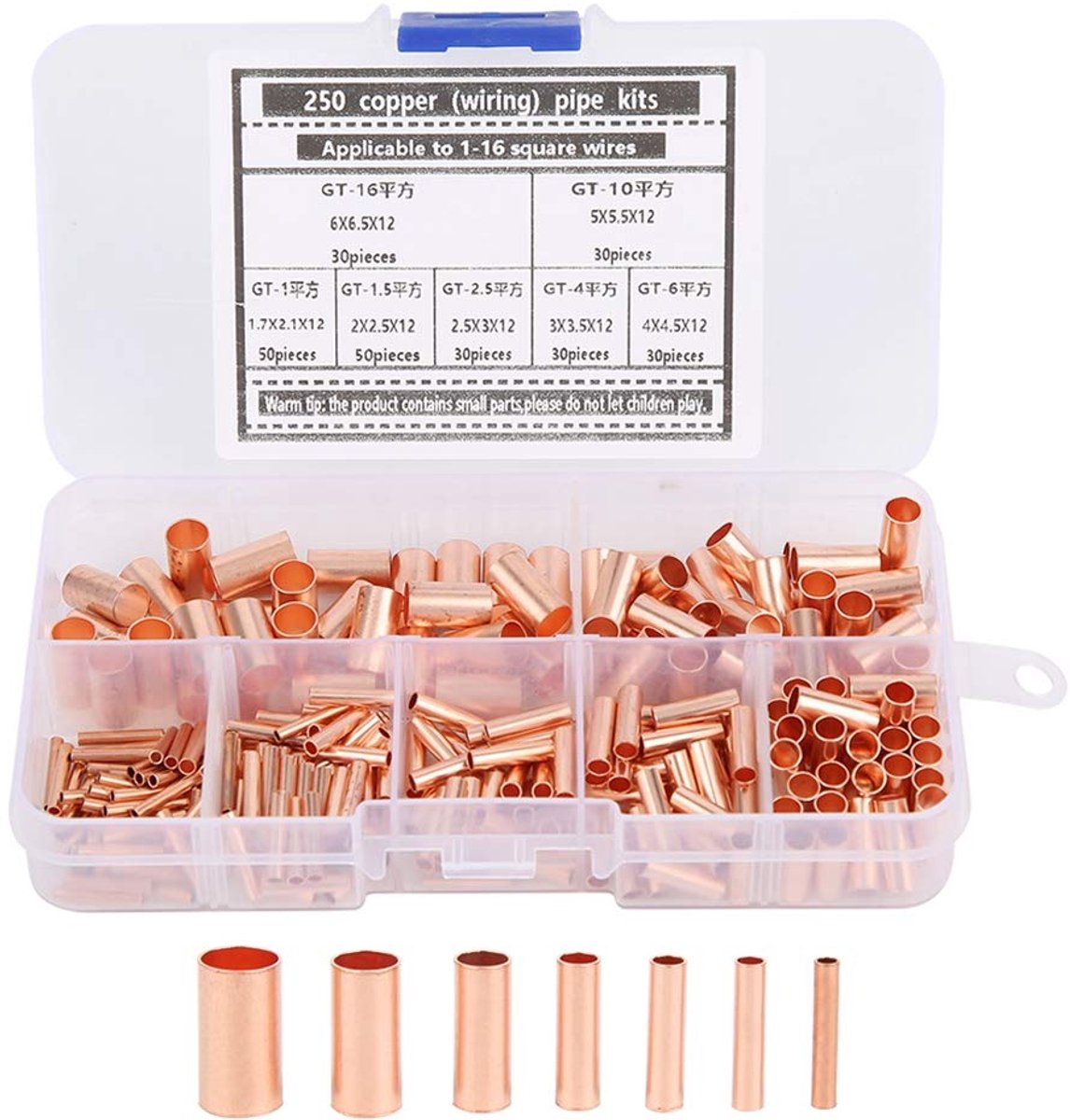 250 STKS Draadhulzen Draad Crimp Connectors Set, Butt Connectors Assortiment Kit Ferrule Crimp Terminals Koperen Buis Draad Connector Kits Ferrule Pin Cord End Terminal Kabel Crimp Connectors