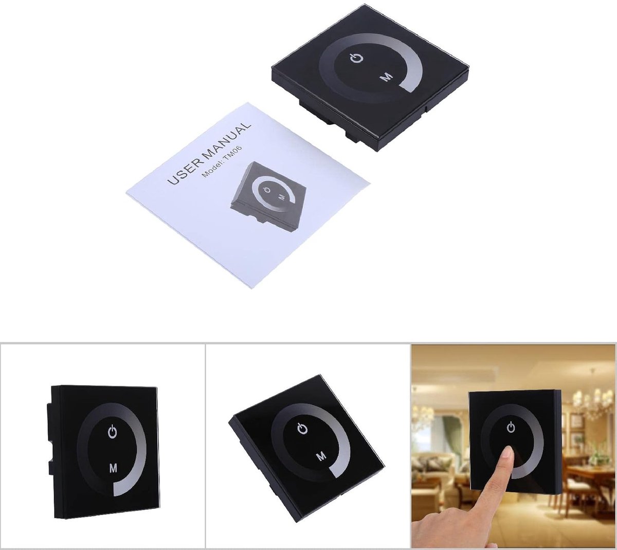 Aanraakpaneel dimmer wandschakelaar controller LED-lichtbalk DC 12V-24V zwart