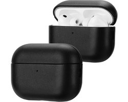 Hoesje voor AirPods Pro 3, echt lederen hoesje, compatibel met MagSafe, handgemaakte vintage schokbestendige beschermhoes ontworpen voor Apple Airpods Pro 3 2025, zwart