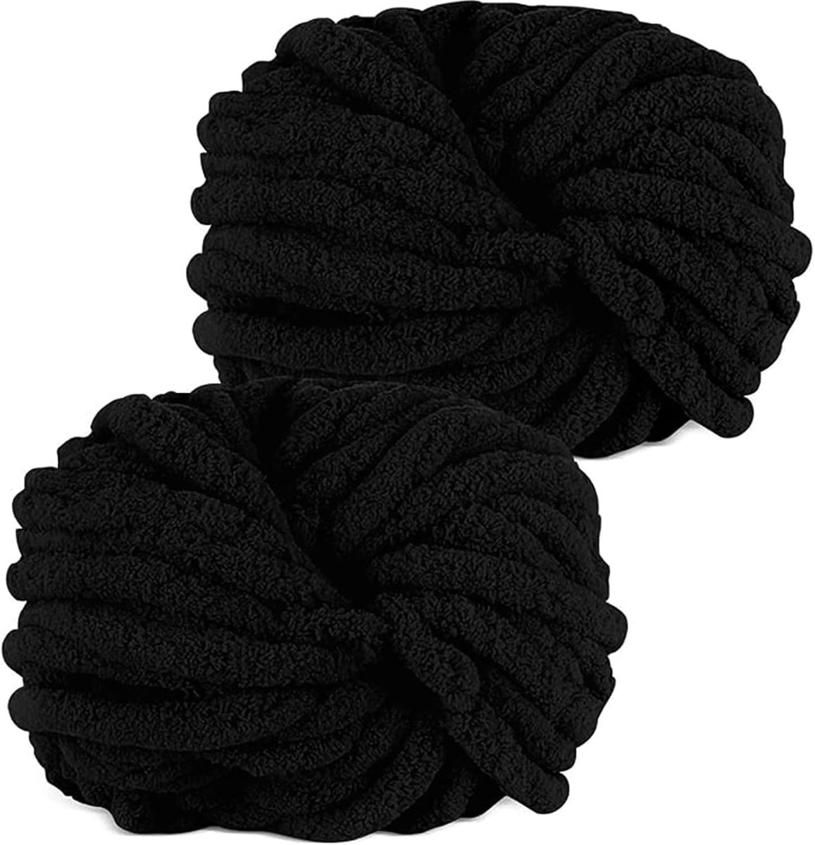 Wol 2 Stuks 500g, Chunky Garens voor Arm Breien en Haken van Dekens, XXL Reuzenwol voor Breien van Sjaals, Mutsen en Huisdiernest - Zwart