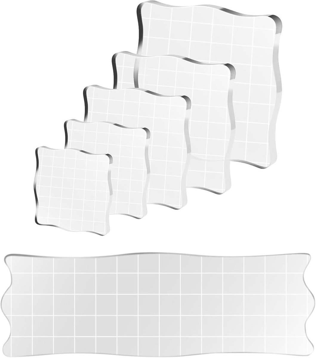 Stempelblokken van acryl, transparant, met ruitlijnen, set van stempelblokken, voor album, scrapbooking