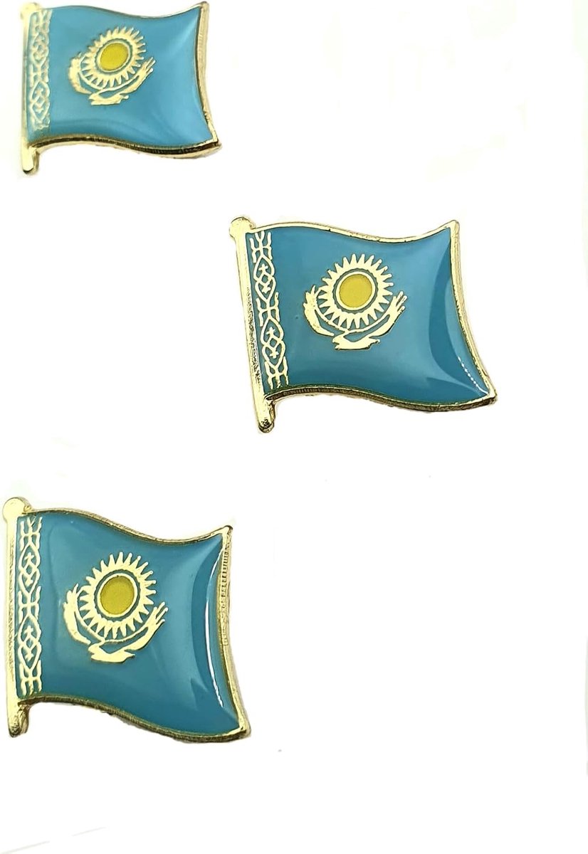 Metalen emaille land Centraal-Azië vlag pin badge Pack van 3, Eén maat, Metaal